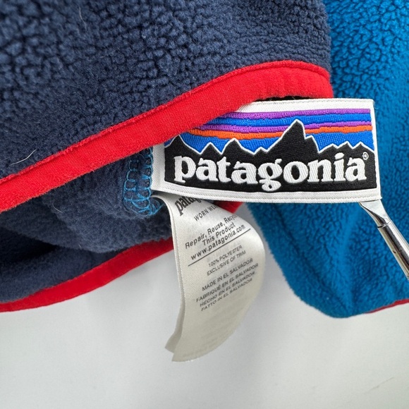 Patagonia Lightweight Synchilla Snap-T Pullover Kids Size XL New Navy Blue Red - Picture 6 of 8